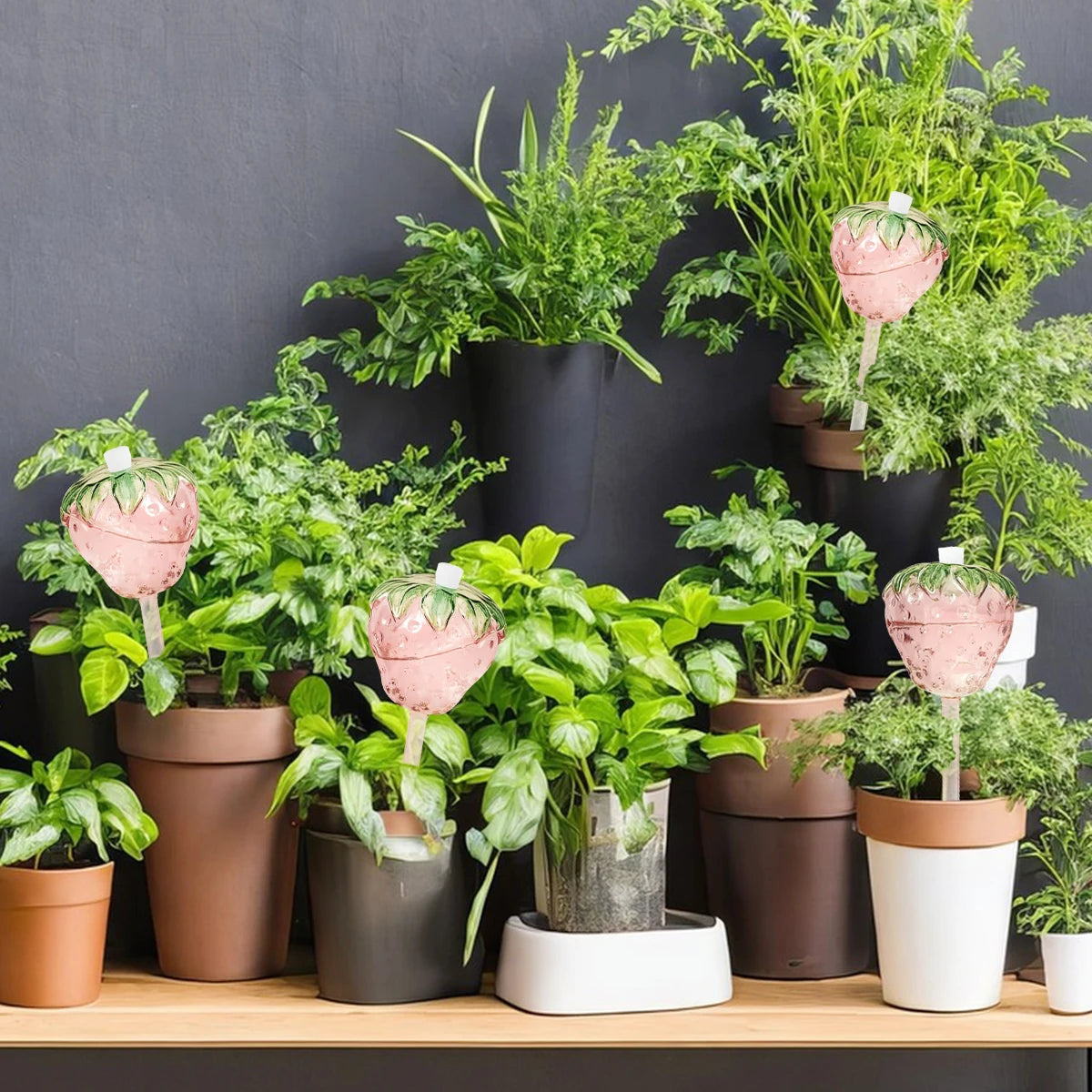 Automatic Plant Watering Bulbs Strawberry Shape Glasses Self Water Feeder Dripper Irrigation Device Drip System Gardening Tools