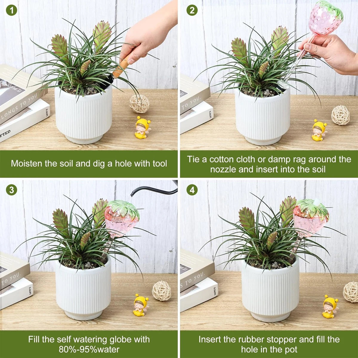 Automatic Plant Watering Bulbs Strawberry Shape Glasses Self Water Feeder Dripper Irrigation Device Drip System Gardening Tools
